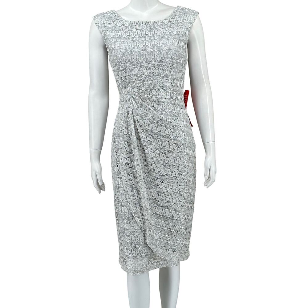 Connected Dress Womens 8‎ Silver Lace Sleeveless Sheath Office Work Cocktail NYE